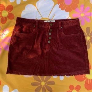 Burgundy Corduroy Mini Skirt 💋